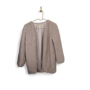 Aritzia Wilfred Teddy Jacket – Women's XS – Taupe Beige – Cozy Open Front